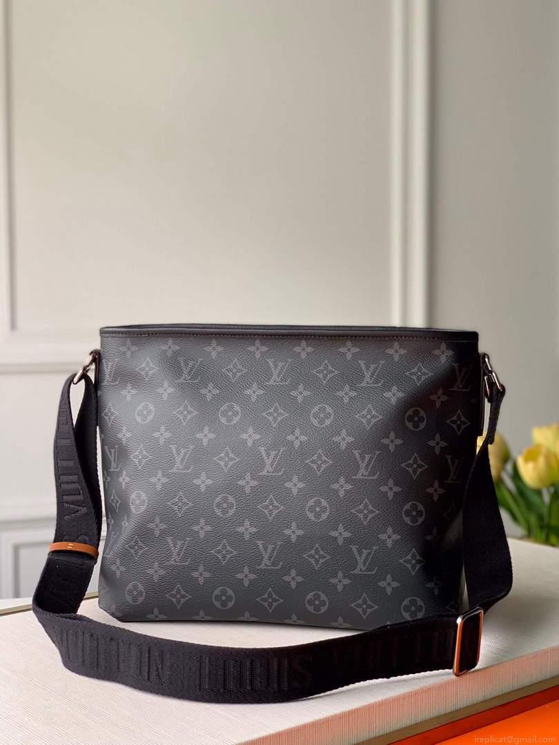 LV M45217 Louis Vuitton Gaston Labels Besace Zippee Medium Messenger Bag Black