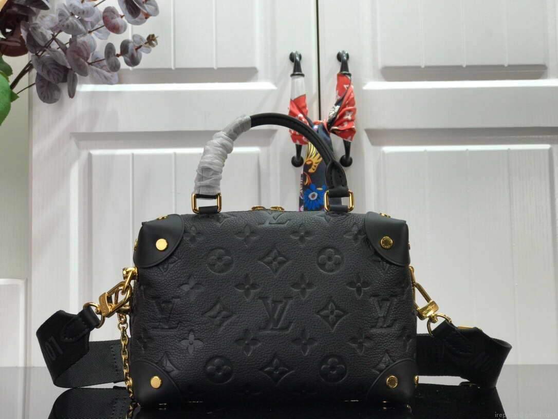 LV M45393 Louis Vuitton Petite Malle Souple Bag M45394 Leather Black