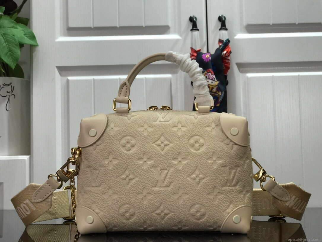 LV M45394 Louis Vuitton Petite Malle Souple Bag M45393 Leather Cream