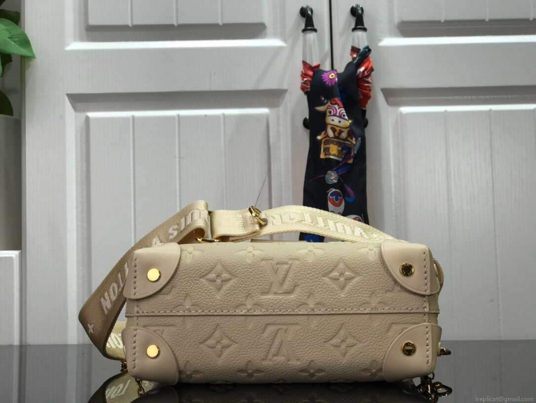 LV M45394 Louis Vuitton Petite Malle Souple Bag M45393 Leather Cream