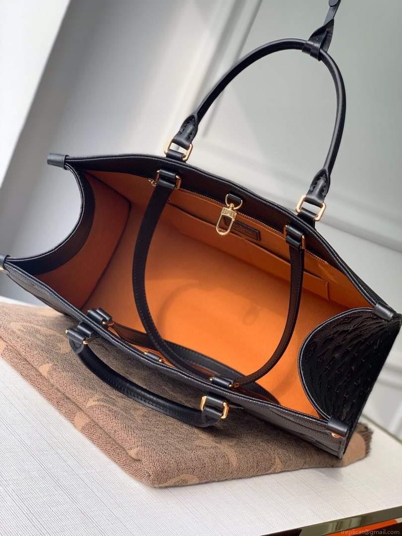 LV M45595 Louis Vuitton Onthego MM M45660 Bag Monogram Empreinte Leather Black