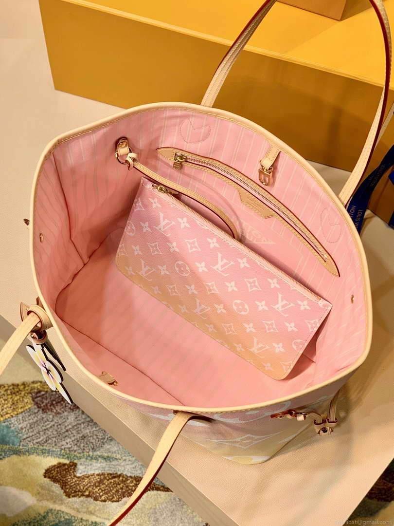 LV M45680 Louis Vuitton Neverfull MM Bag Pink