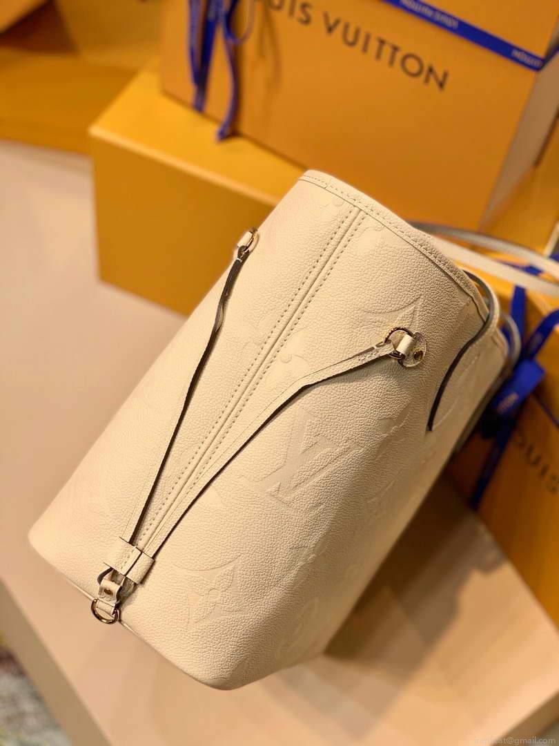 LV M45684 Louis Vuitton Neverfull MM M45686 Bag Embossed Cowhide Leather