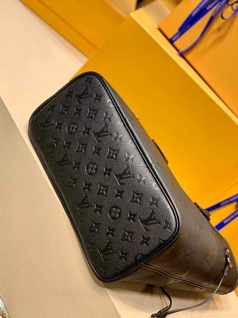 LV M45685 Louis Vuitton Neverfull MM M45686 Bag Embossed Cowhide Leather