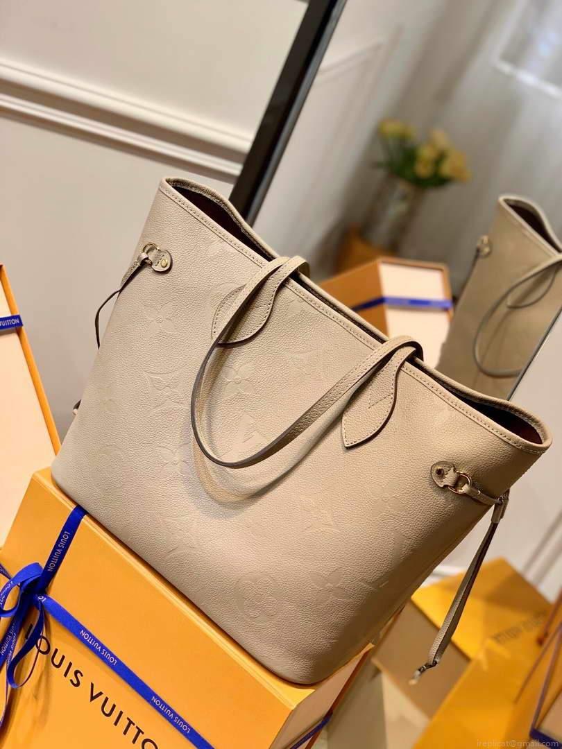 LV M45686 Louis Vuitton Neverfull MM M45685 Bag Embossed Cowhide Leather
