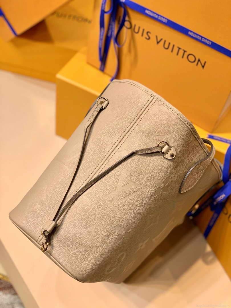 LV M45686 Louis Vuitton Neverfull MM M45685 Bag Embossed Cowhide Leather