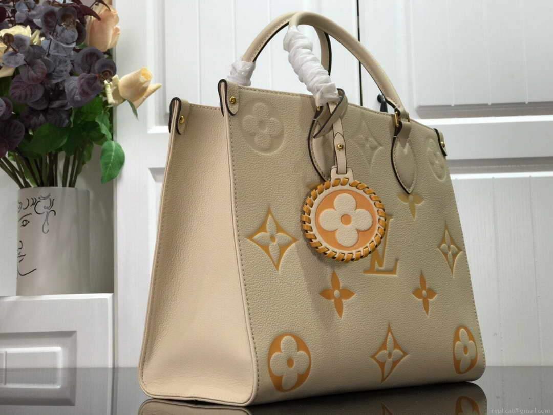LV M45717 Louis Vuitton Onthego MM M45718 Bag Cream Saffron