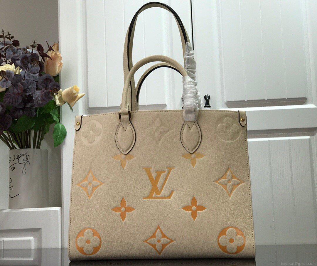 LV M45717 Louis Vuitton Onthego MM M45718 Bag Cream Saffron