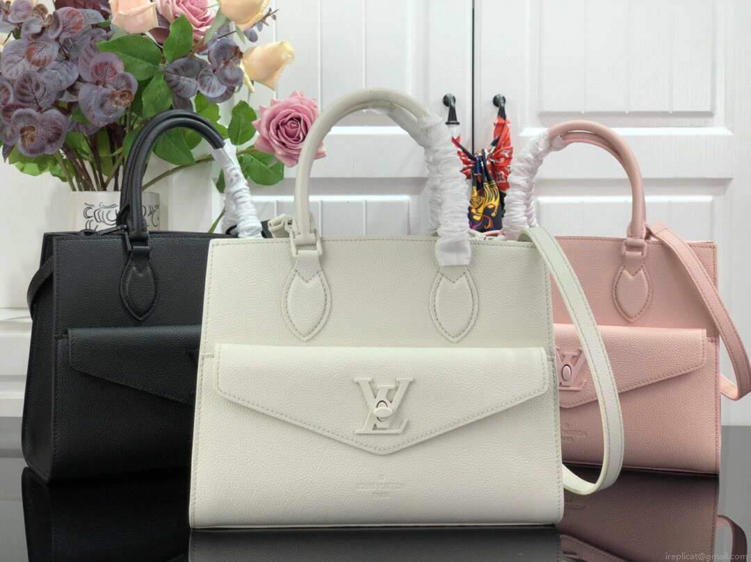 LV M55846 Louis Vuitton Lockme Tote MM Leathers M55817 Bag Pink