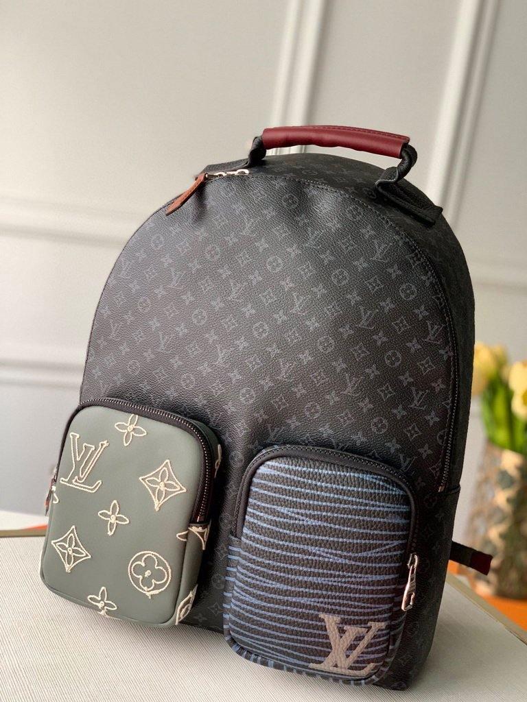LV M56853 Louis Vuitton Backpack Shoulders Tote Bag Damier Graphite Black