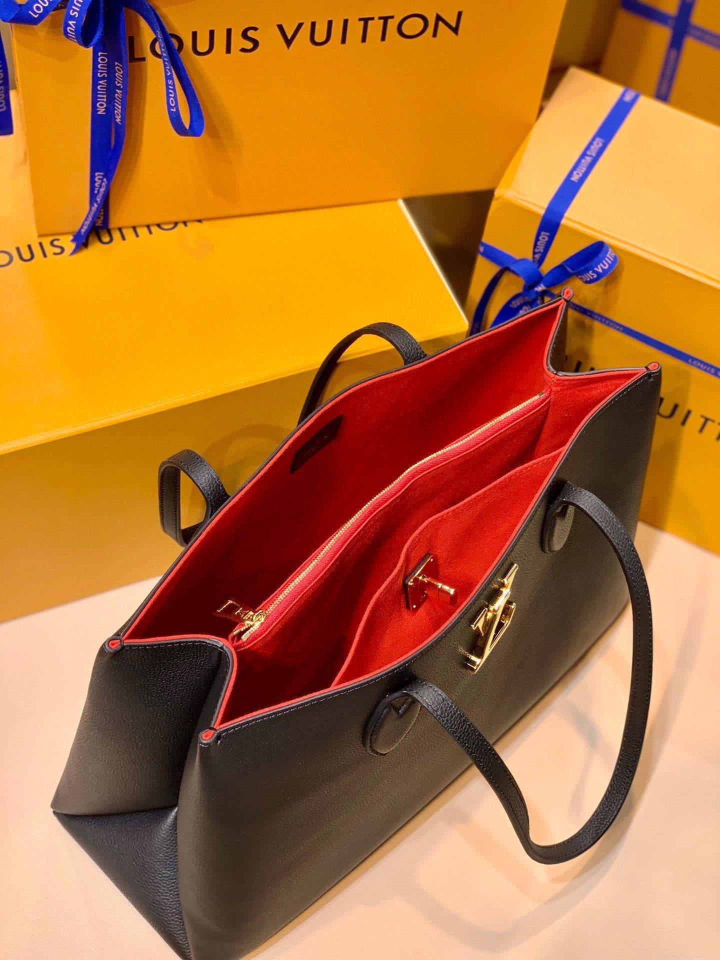 LV M57345 Louis Vuitton M57346 Lockme Shopper M57347 Bag Grained Calf Leather Black