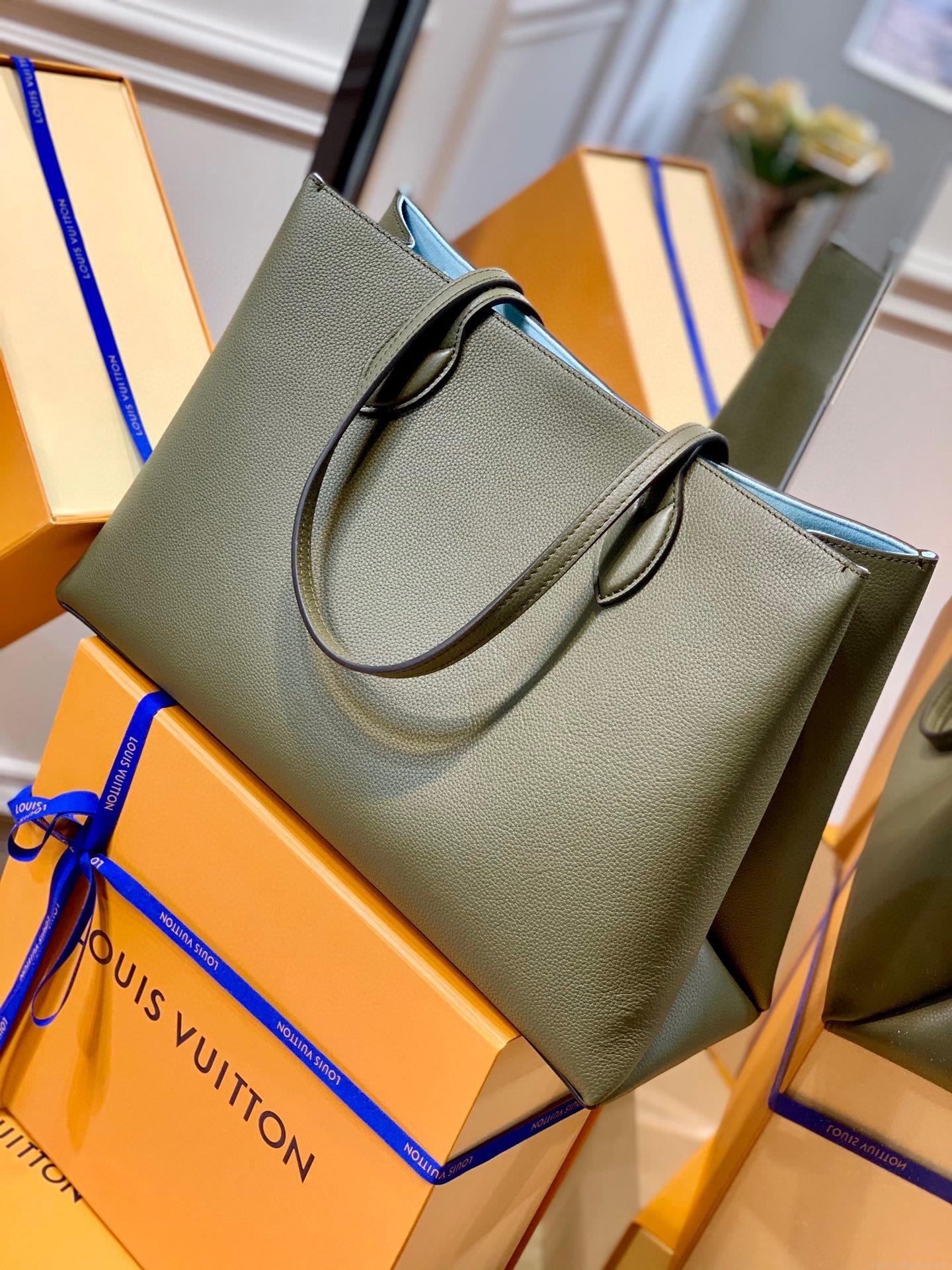 LV M57345 Louis Vuitton M57346 Lockme Shopper M57347 Bag Grained Calf Leather Green