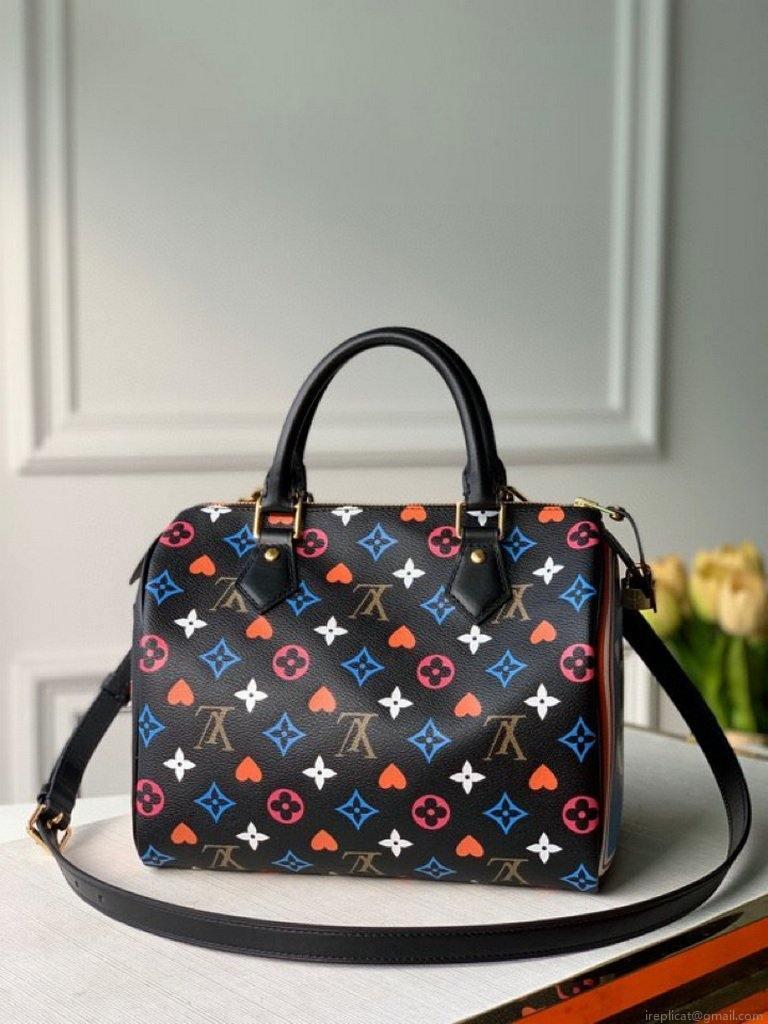 LV M57466 Louis Vuitton GAME ON Speedy Bandouliere 25 Bag Black