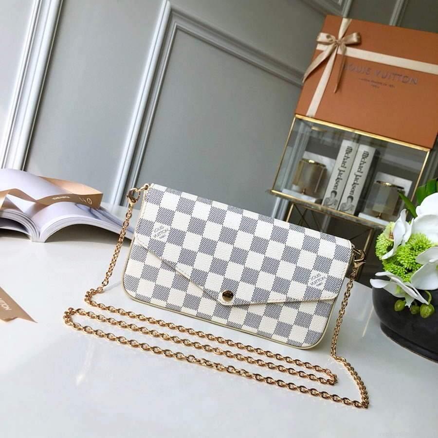 LV M61276 Louis Vuitton Felicie Pochette Bag Damier Azur