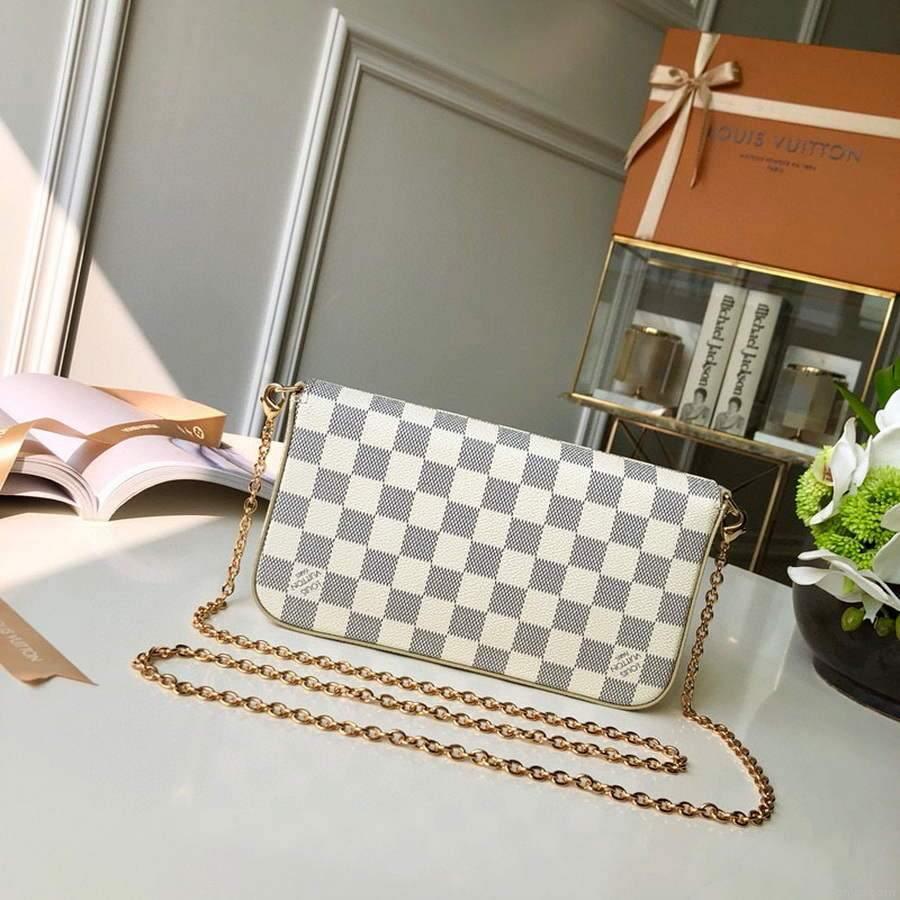 LV M61276 Louis Vuitton Felicie Pochette Bag Damier Azur