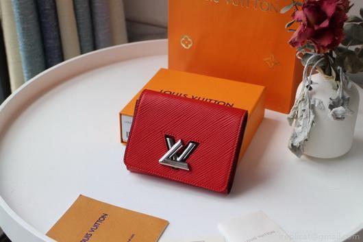 LV M64414 Louis Vuitton Twist Compact Wallet Epi Leather Red