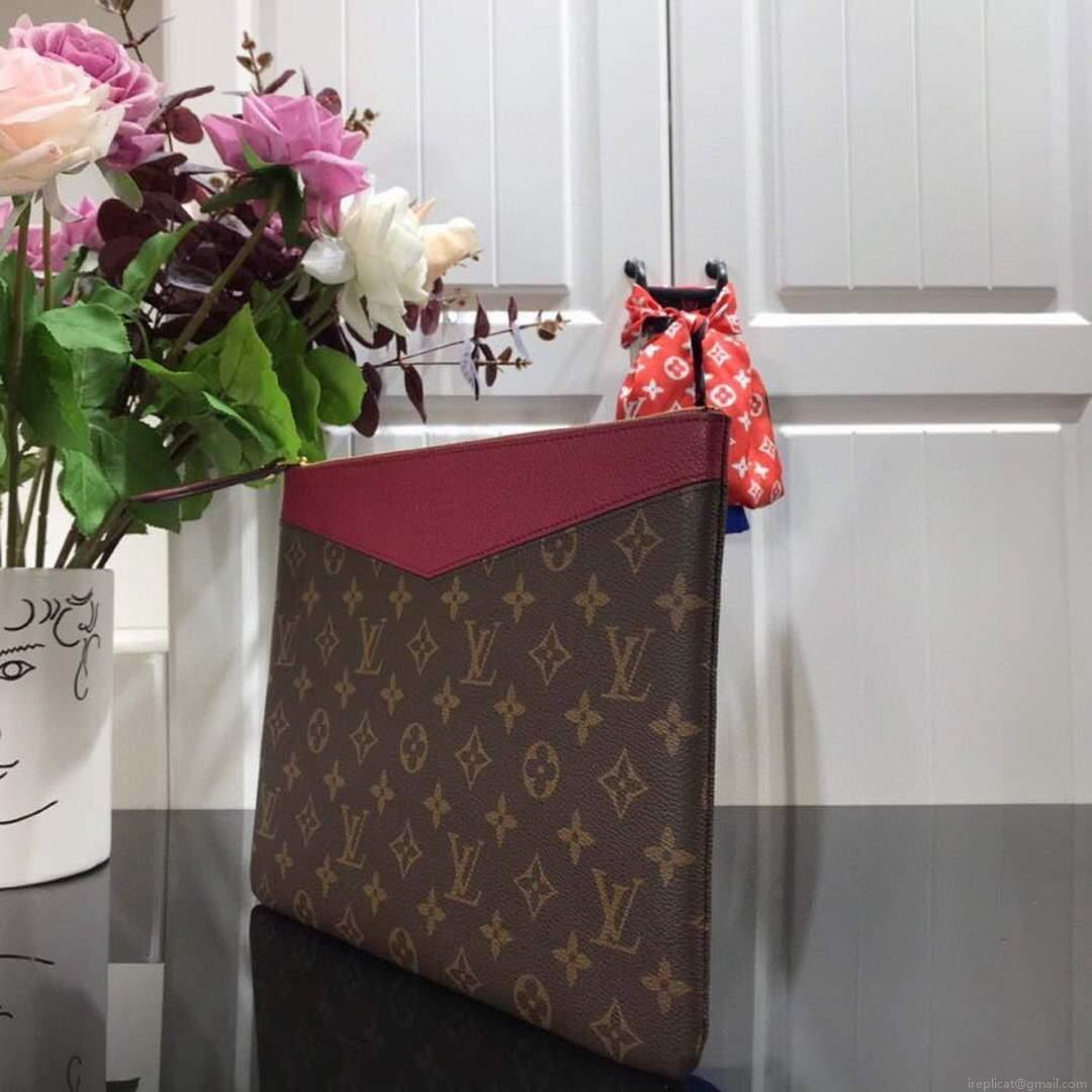 LV M64591 Louis Vuitton Daily Pouch Monogram Canvas Bag M62942 Wine Red