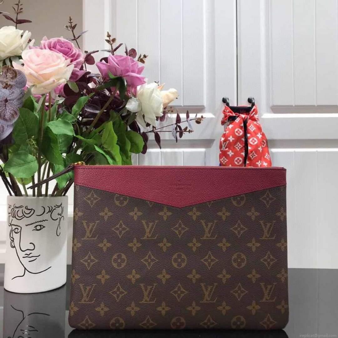 LV M64591 Louis Vuitton Daily Pouch Monogram Canvas Bag M62942 Wine Red