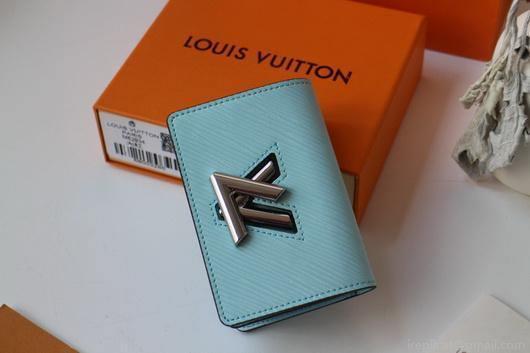 LV M68682 Louis Vuitton Twist Multicartes Wallet Epi Leather Light Blue