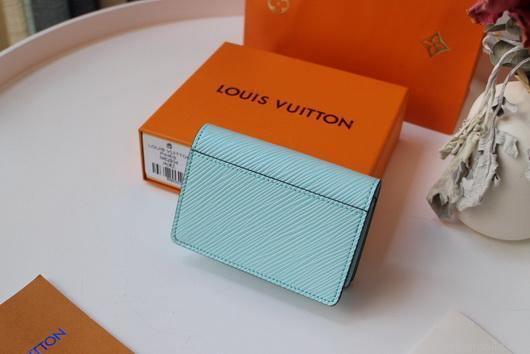 LV M68682 Louis Vuitton Twist Multicartes Wallet Epi Leather Light Blue