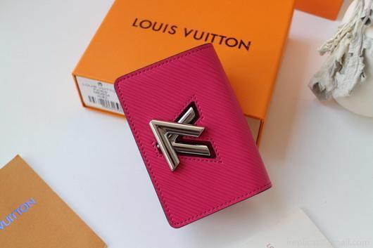 LV M68682 Louis Vuitton Twist Multicartes Wallet Epi Leather Plum