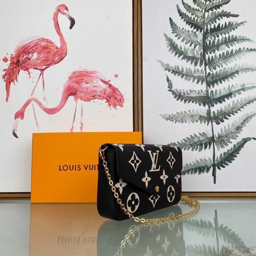LV M69977 Louis Vuitton M80482 Game on Felicie Pochette Bag Black and Beige