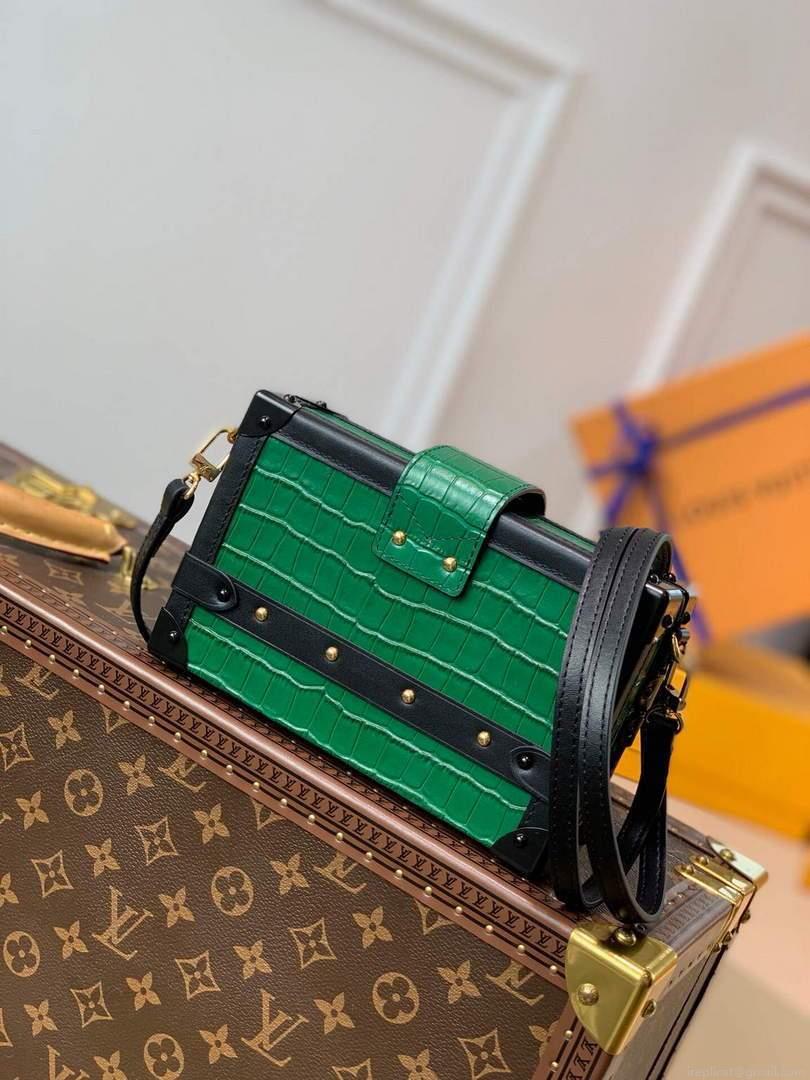 LV N93145 Louis Vuitton Petite Malle crocodilien brillant Bag N93144 Emeraude Green