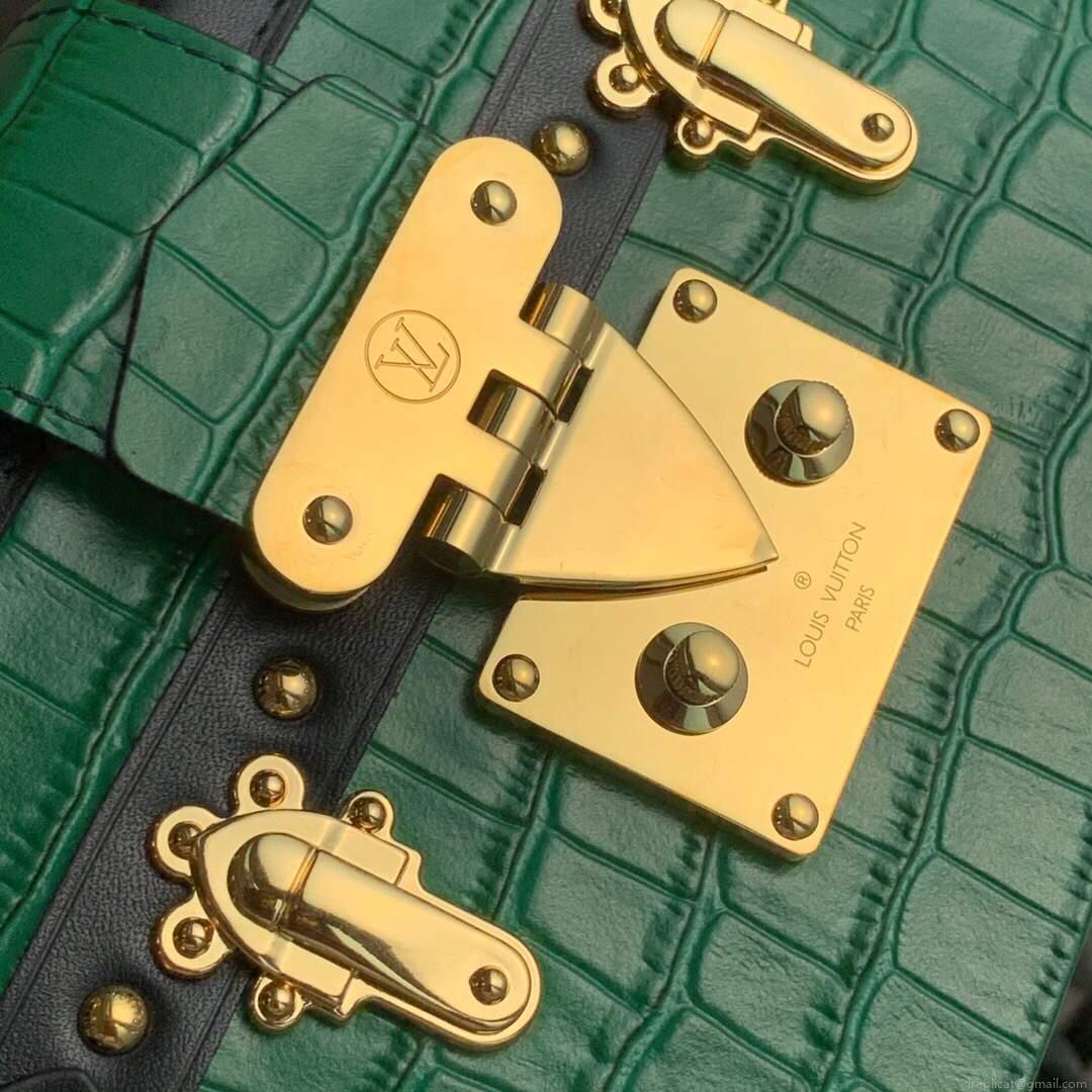 LV N93145 Louis Vuitton Petite Malle crocodilien brillant Bag N93144 Emeraude Green