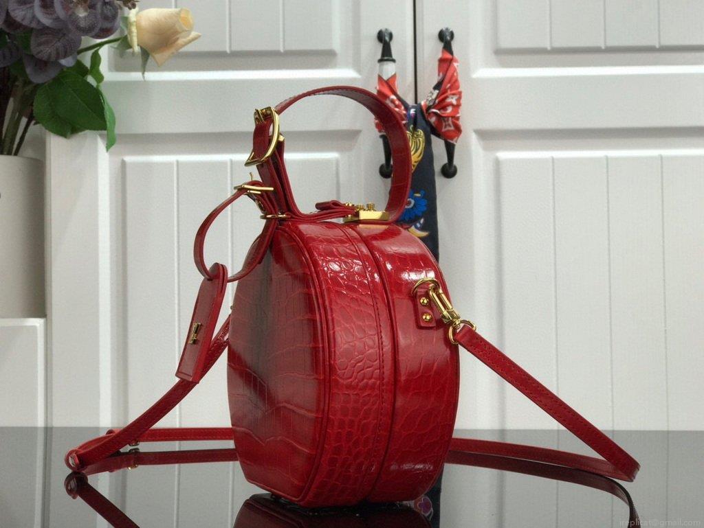 LV N95054 Louis Vuitton Petite Boite Chapeau Crocodilien Brillant N93597 Bag Red