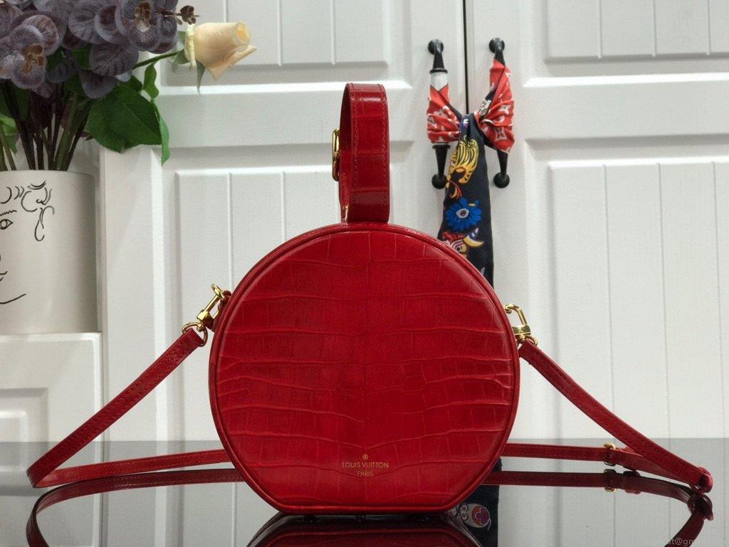 LV N95054 Louis Vuitton Petite Boite Chapeau Crocodilien Brillant N93597 Bag Red