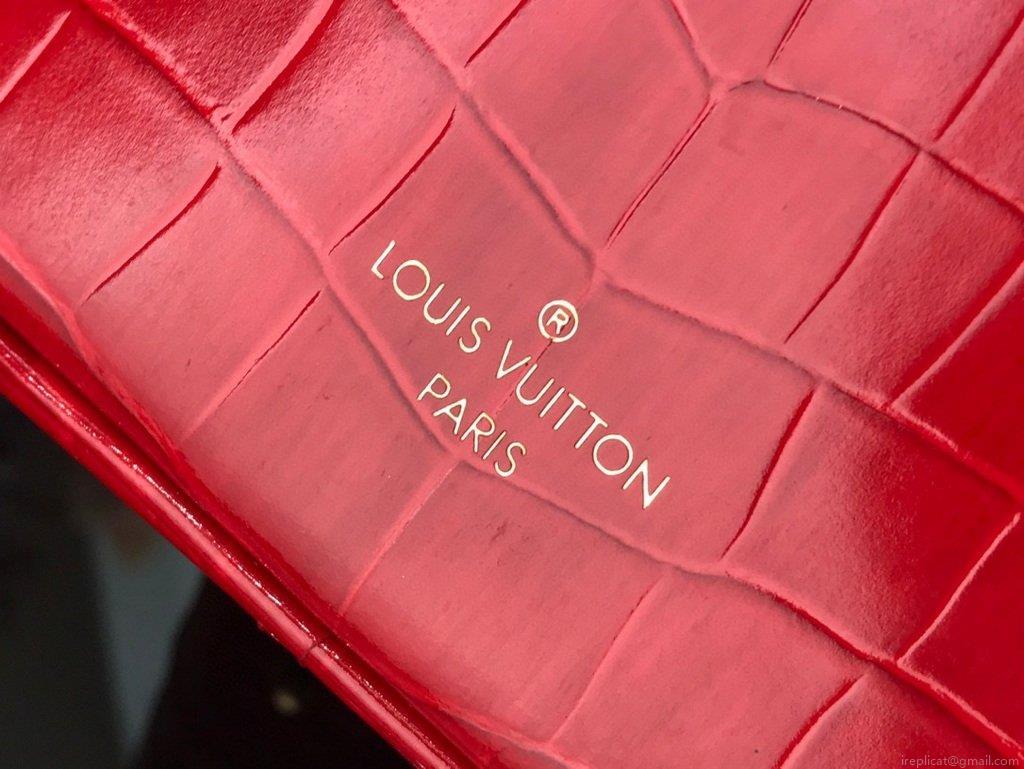 LV N95054 Louis Vuitton Petite Boite Chapeau Crocodilien Brillant N93597 Bag Red