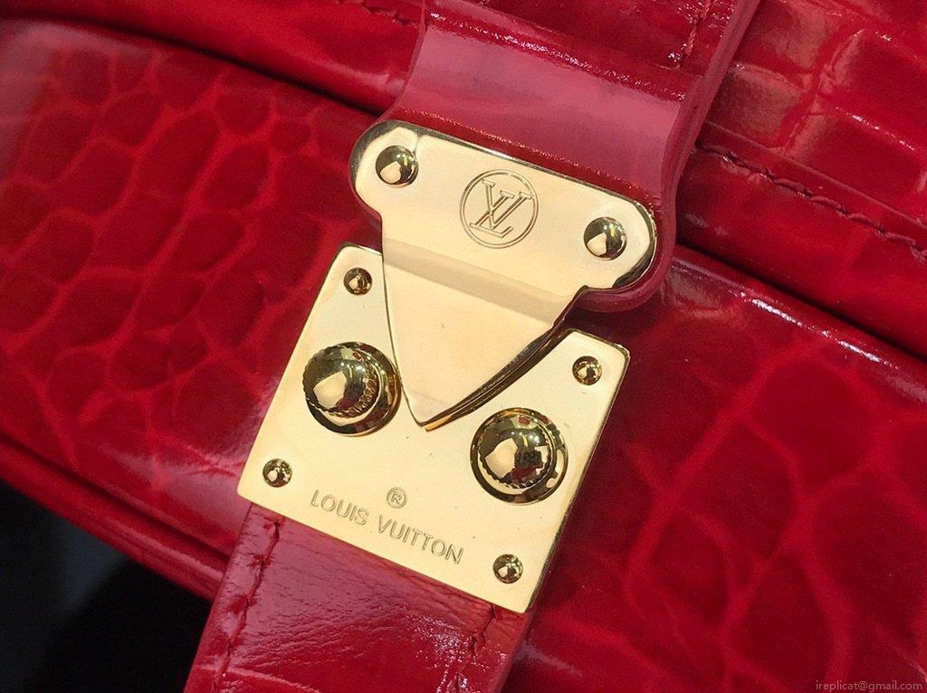 LV N95054 Louis Vuitton Petite Boite Chapeau Crocodilien Brillant N93597 Bag Red