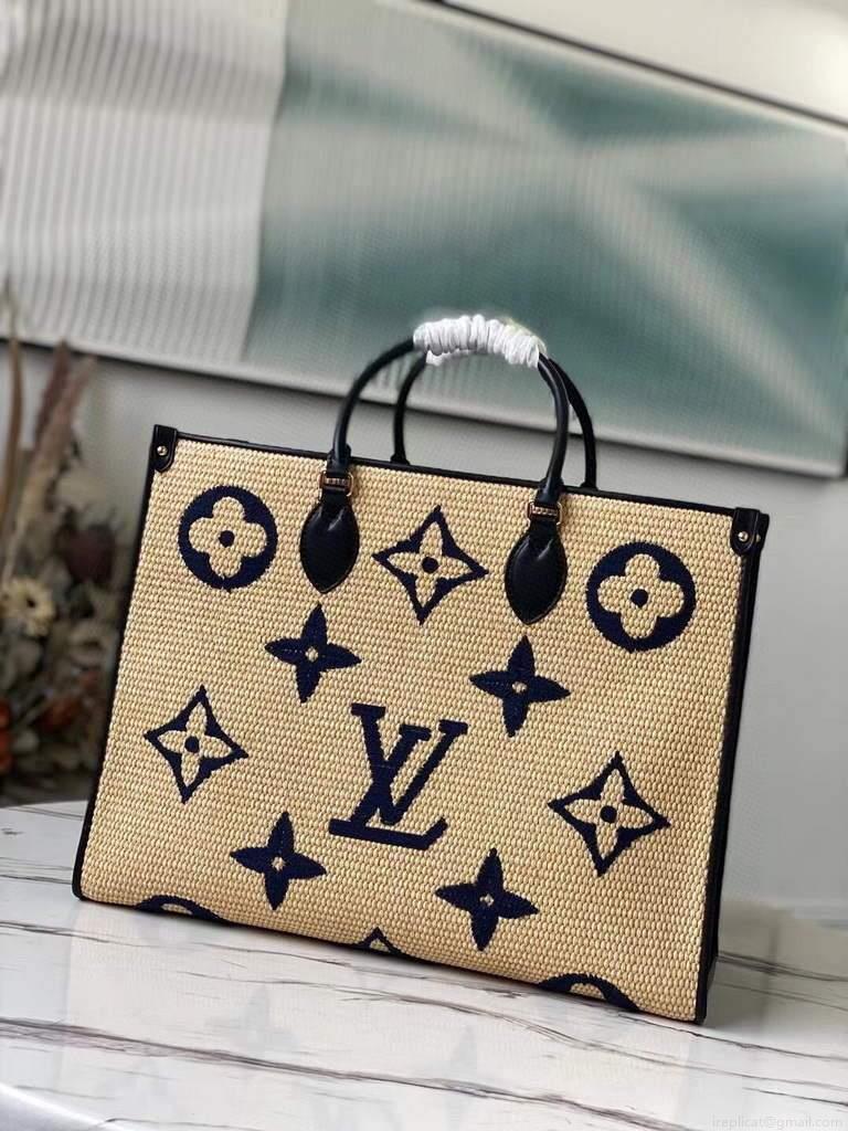 Louis Vuitton M57723 LV M57707 OnTheGo MM Tote Bag Blue