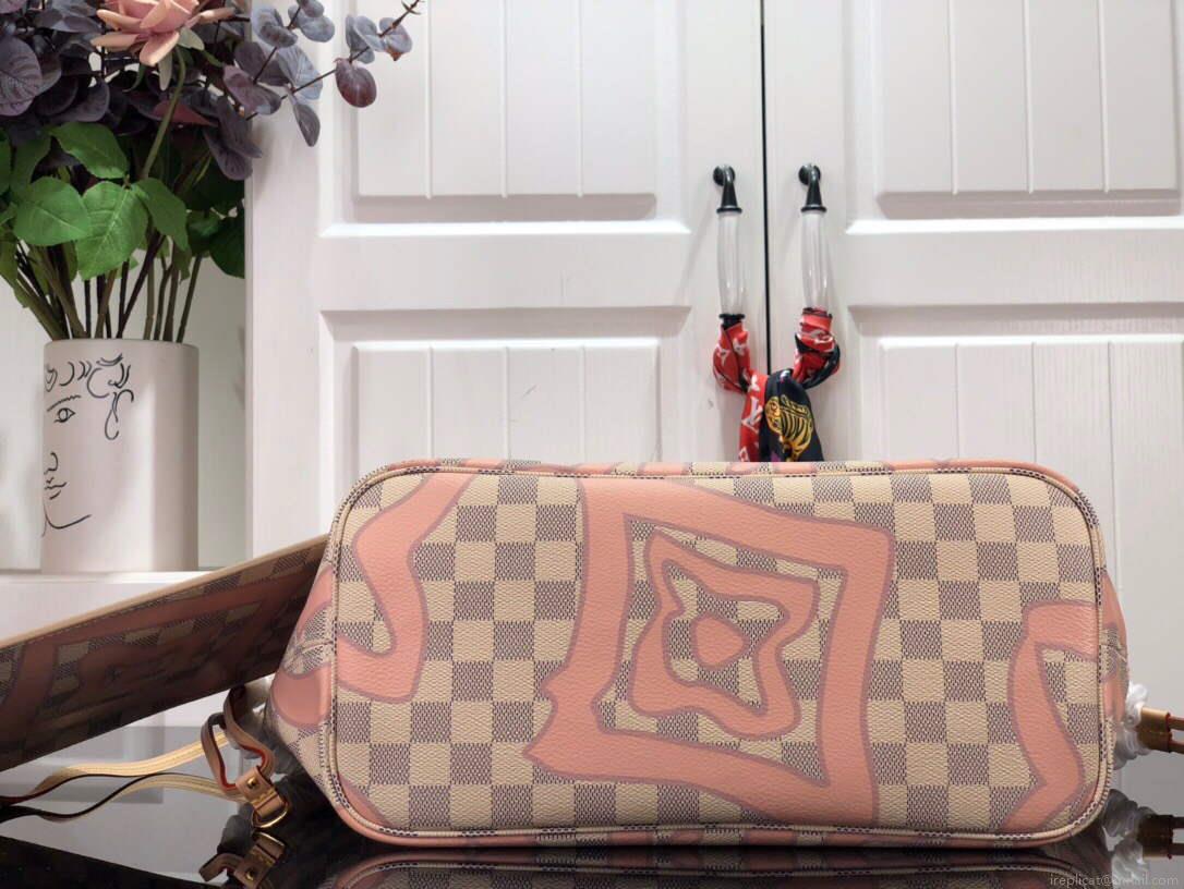 LV N41050 Louis Vuitton Neverfull MM Tote Bag Pink