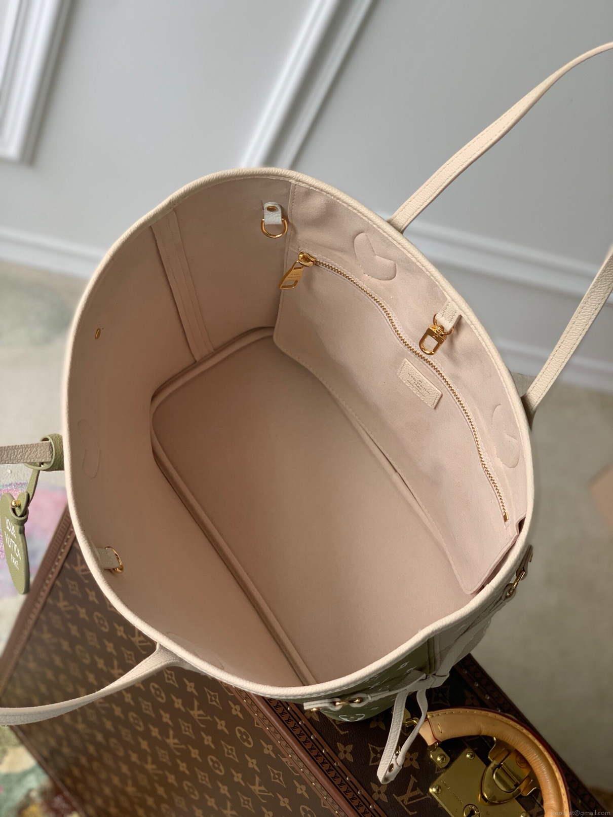 LV M46102 Louis Vuitton Neverfull MM Tote Bag M46103