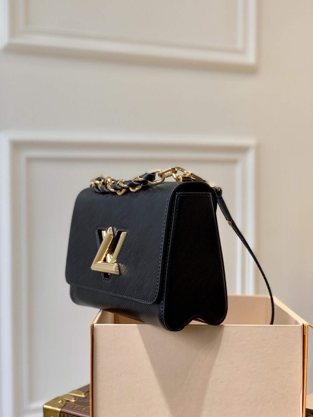 LV M59887 Louis Vuitton Twist MM EPI Leather Bag Black