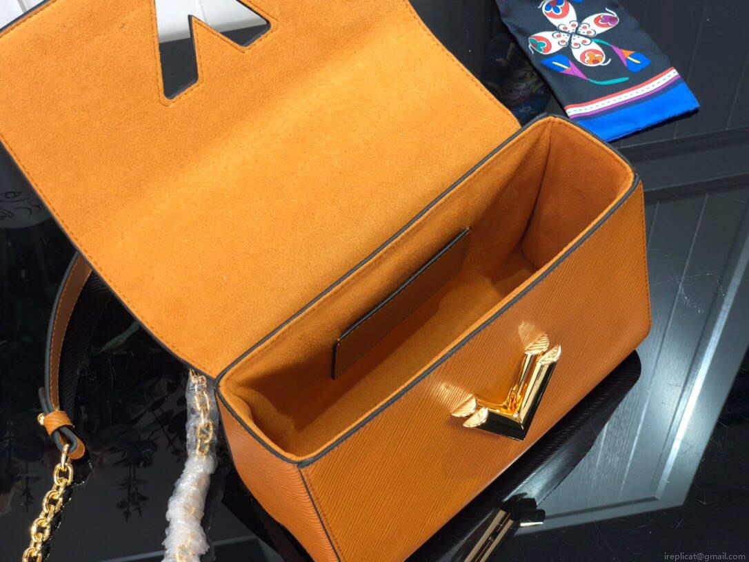 LV M59686 Louis Vuitton Twist MM Gold Miel Brown