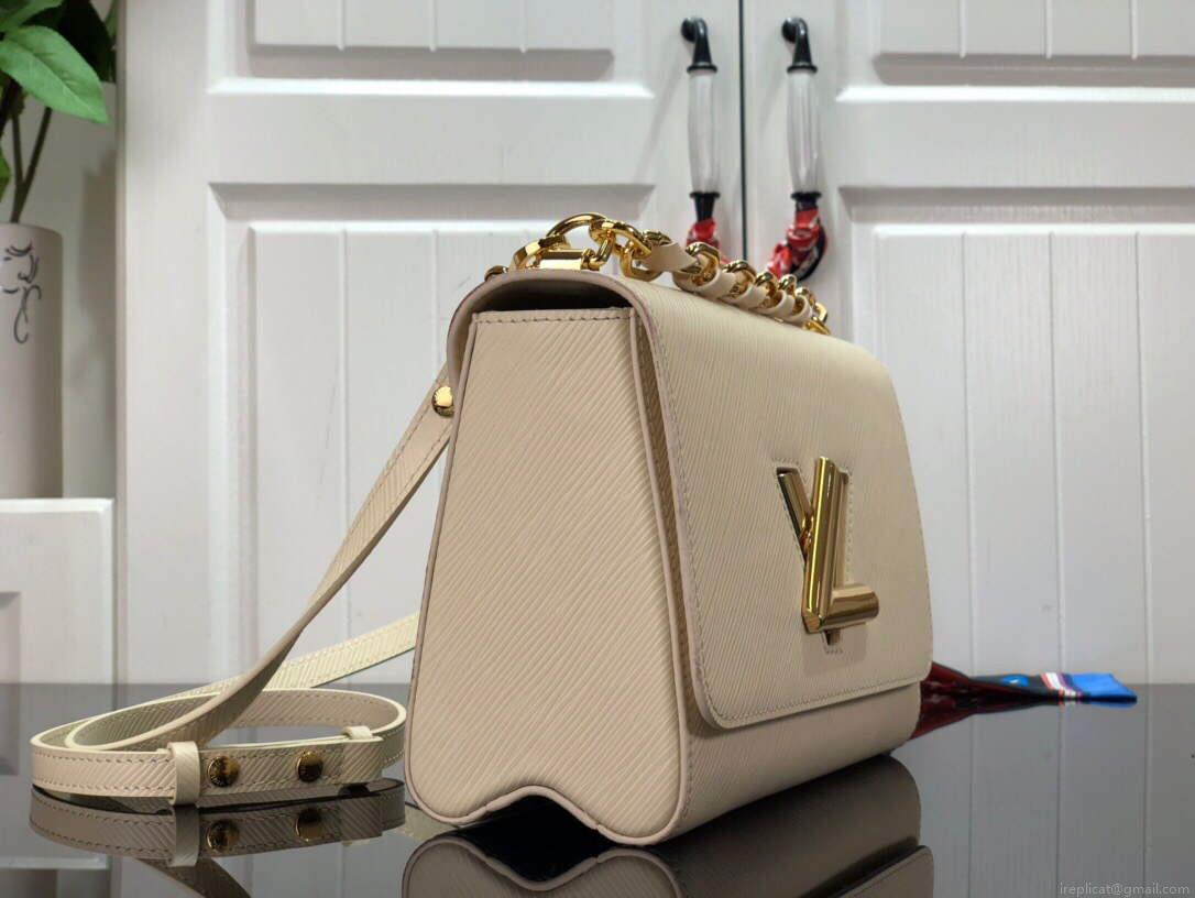 LV M53754 Louis Vuitton Twist MM Epi Grained Cowhide Leather Quartz White