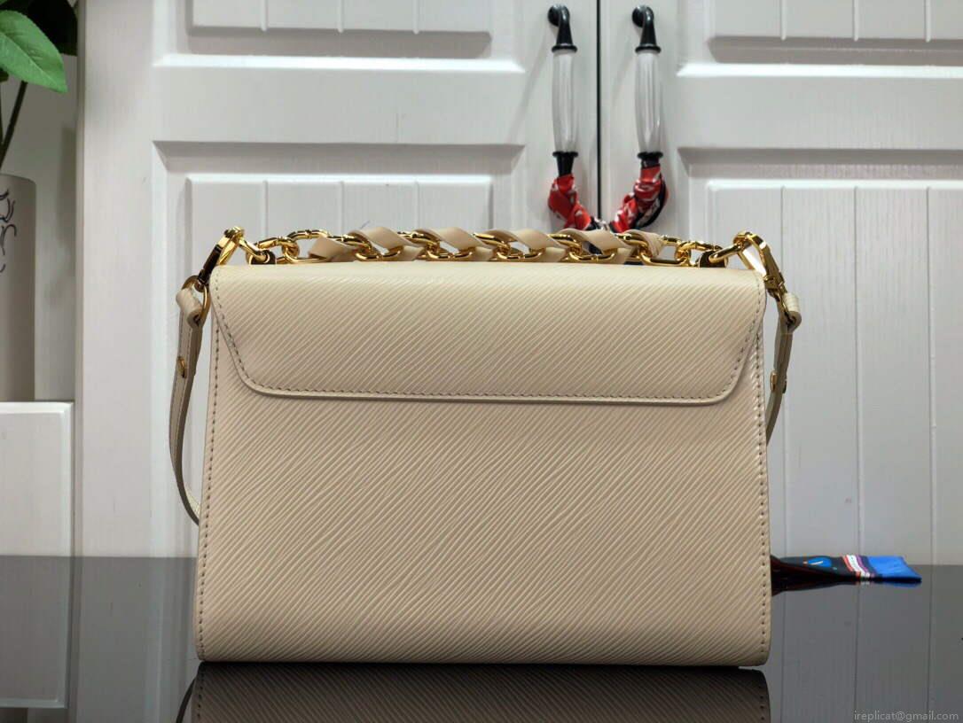 LV M53754 Louis Vuitton Twist MM Epi Grained Cowhide Leather Quartz White