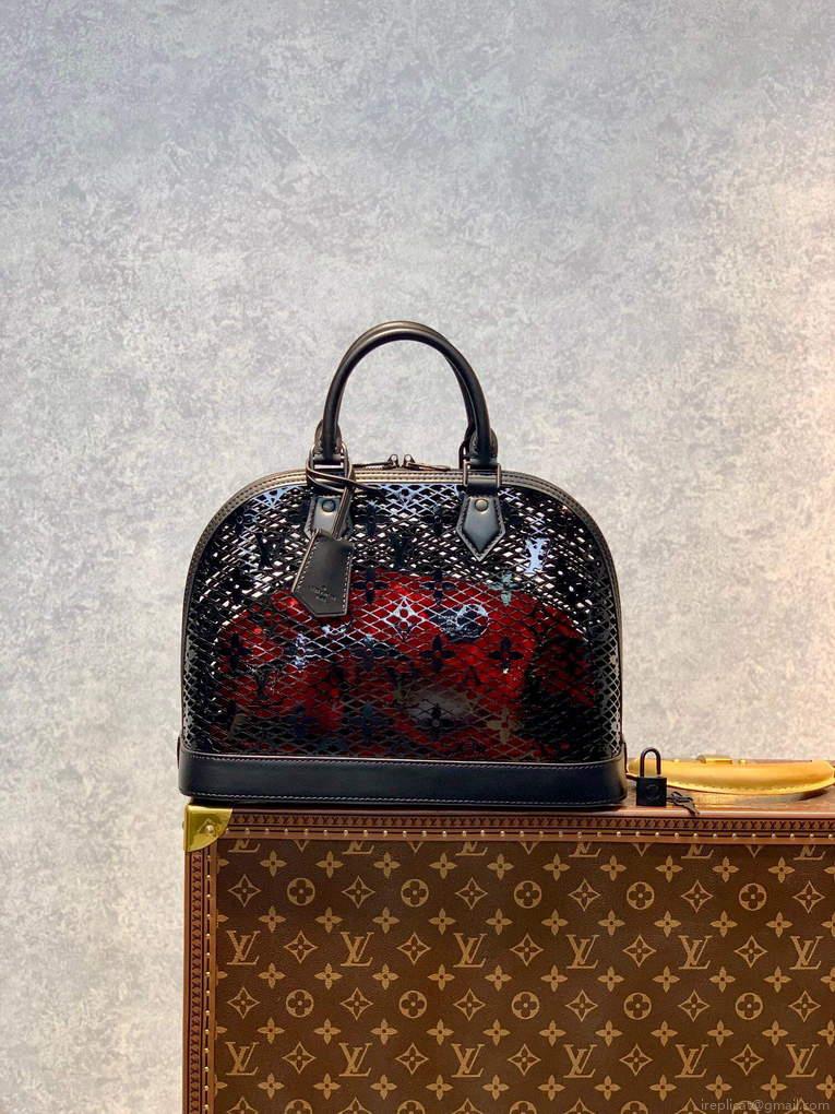 LV M20355 Louis Vuitton Alma PM Handbag Patent Calfskin Black