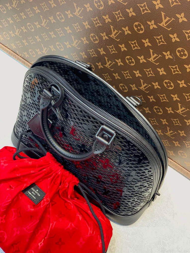 LV M20355 Louis Vuitton Alma PM Handbag Patent Calfskin Black