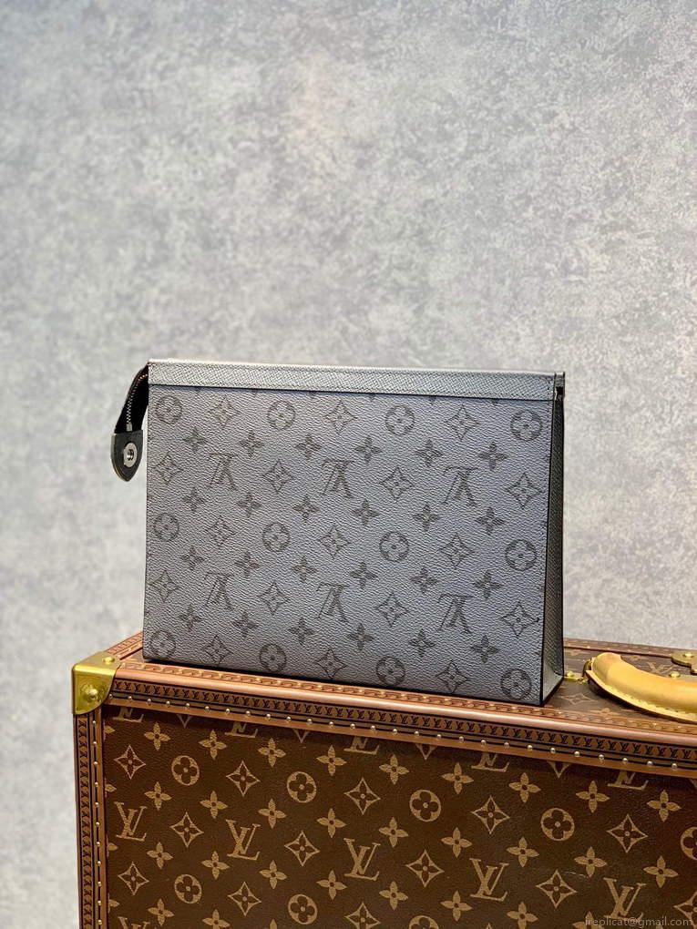 LV M30840 Louis Vuitton Pochette Voyage MM Taiga leather