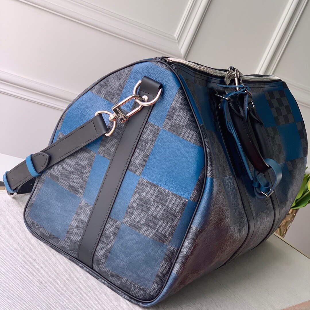 LV N40410 Louis Vuitton Keepall Bandouliere 50 Travel Bag Blue