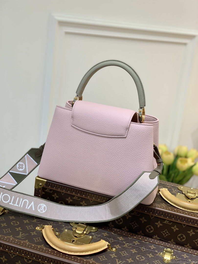 LV M59060 Louis Vuitton Capucines MM Handbag Rose Beige