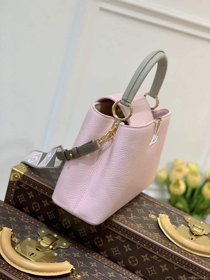 LV M59060 Louis Vuitton Capucines MM Handbag Rose Beige