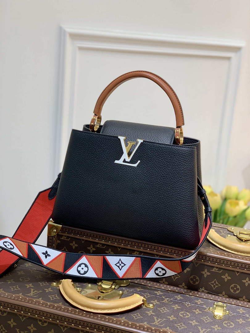 LV M59021 Louis Vuitton Capucines MM Handbag Black
