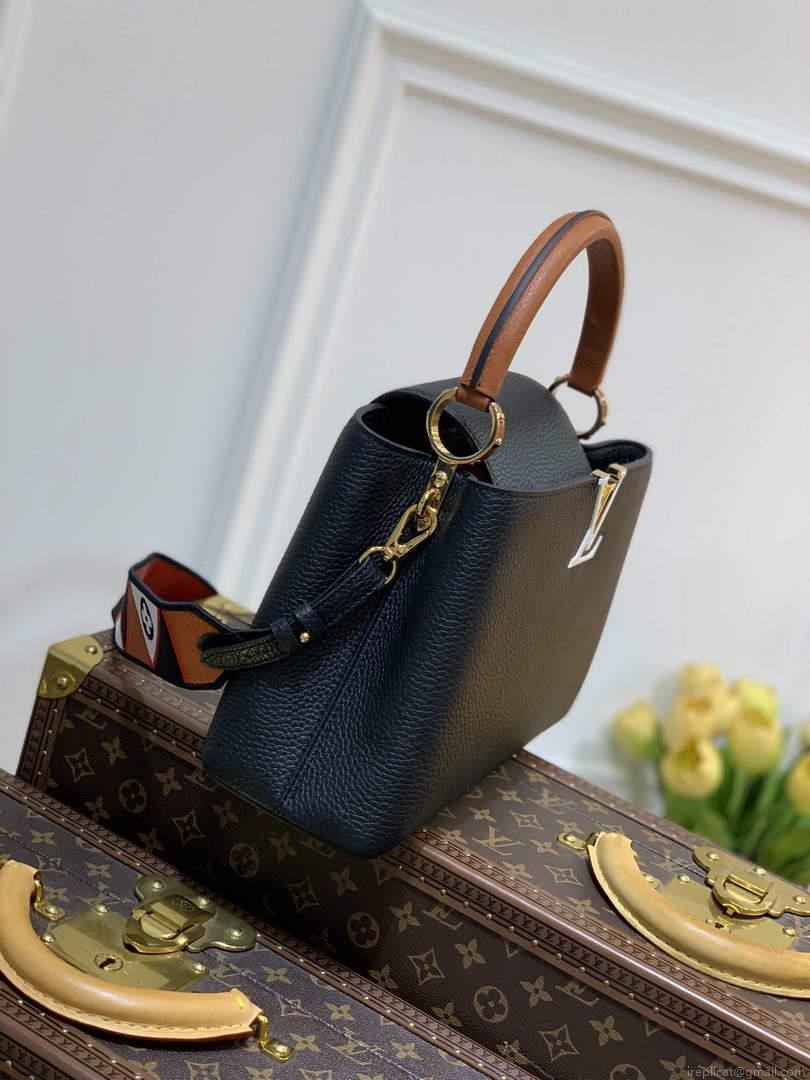 LV M59021 Louis Vuitton Capucines MM Handbag Black
