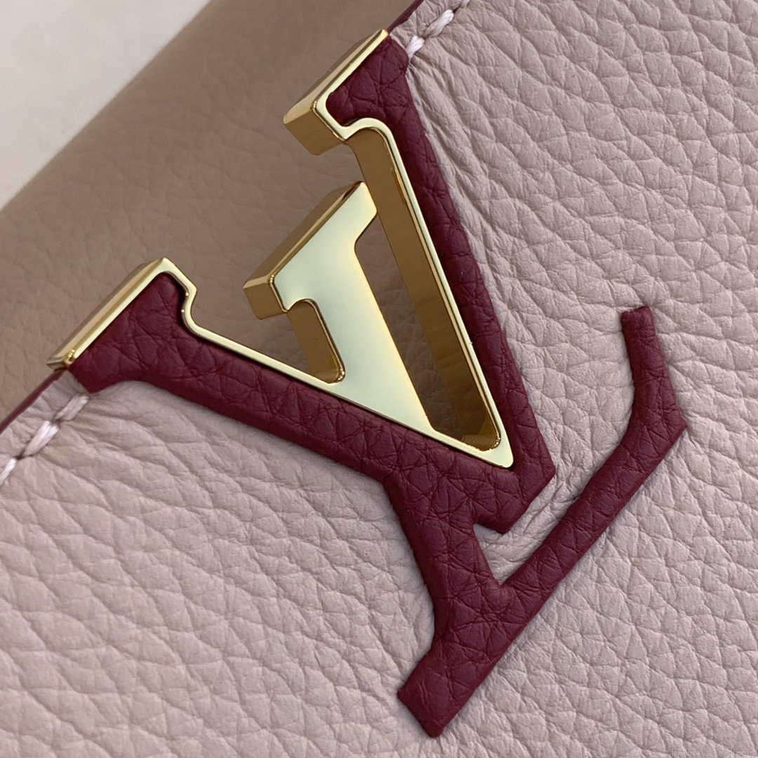 LV M58611 Louis Vuitton Capucines BB Handbag Beige and Wine red