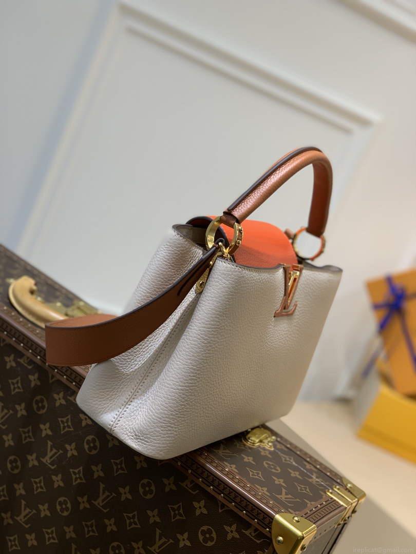 LV M57904 Louis Vuitton Capucines MM Handbag M57903 Apricot and Orange