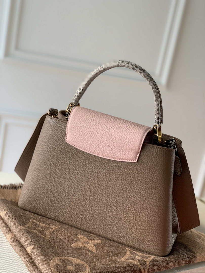 LV M57540 Louis Vuitton Capucines MM Bags M57903 Grey and Pink